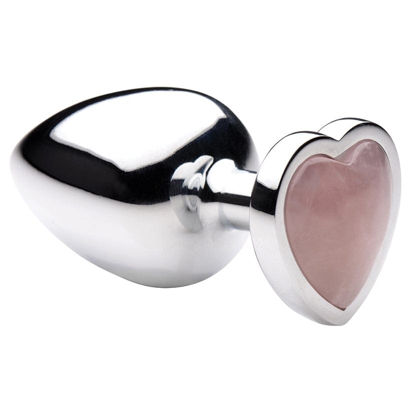 XR Brands® Booty Sparks Gemstones Rose Quartz Heart Anal Plug Large - Rolik®