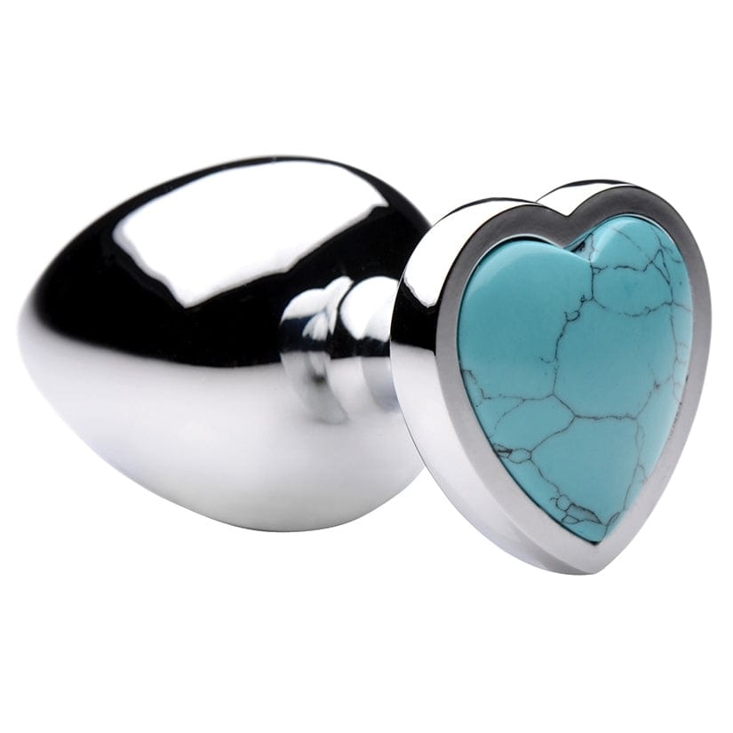 XR Brands® Booty Sparks Gemstones Turquoise Heart Anal Plug Large - Rolik®