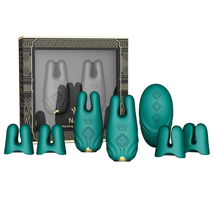 Zalo Nave Remote Vibrating Nipple Clamps Turquoise - Rolik®