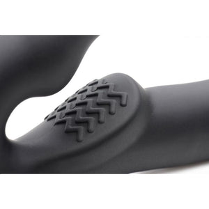 XR Brands® Strap U Evoke Rechargeable Vibrating Silicone Strapless Strap On Black - Rolik®