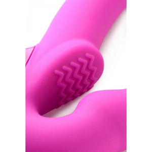 XR Brands® Strap U Evoke Rechargeable Vibrating Silicone Strapless Strap On Pink - Rolik®