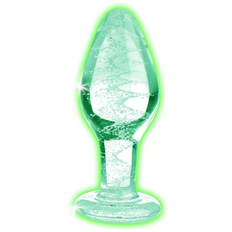 XR Brands® Booty Sparks Glow-In-The-Dark Glass Anal Plug Medium - Rolik®