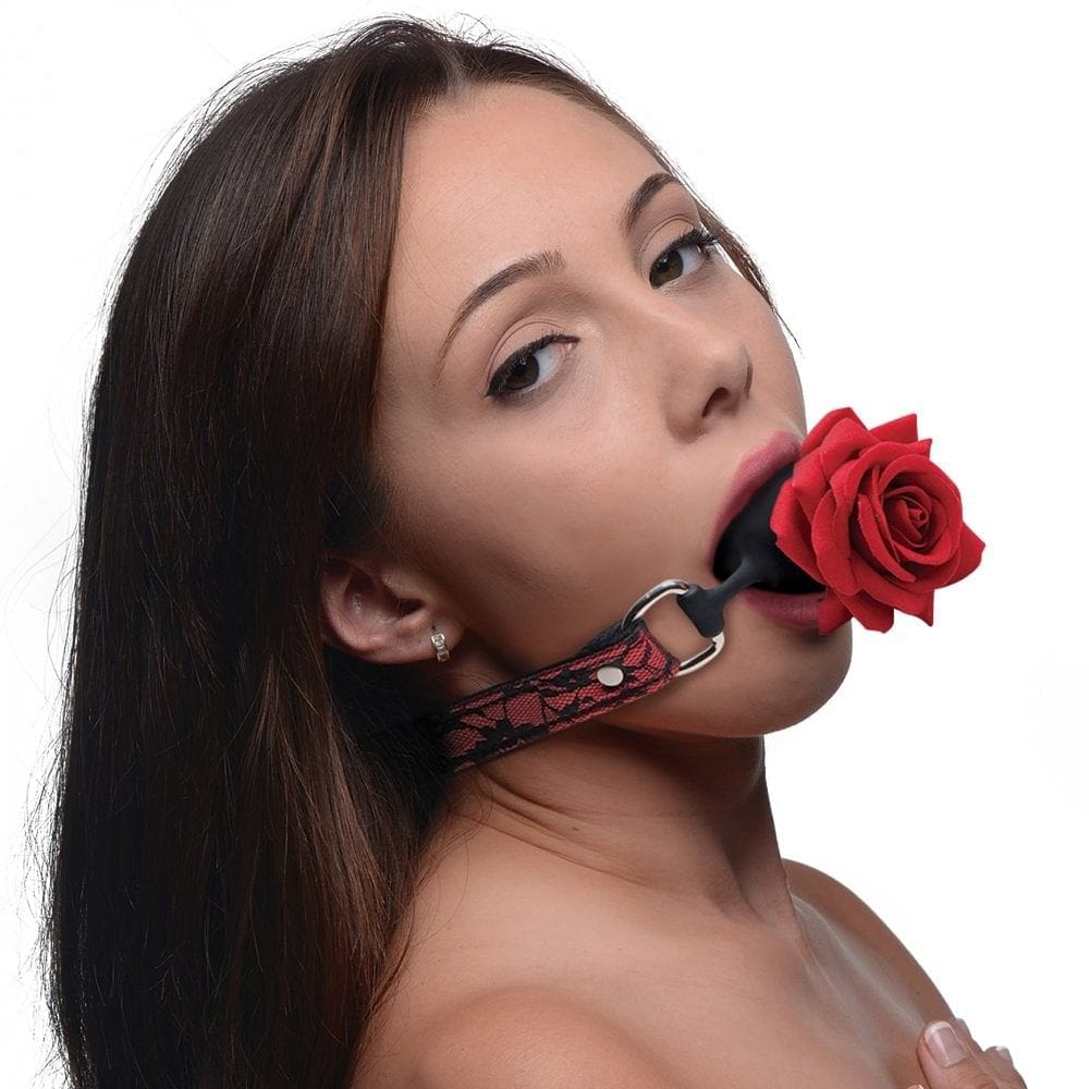 XR Brands® Master Series® Silicone Ball Gag with Rose - Rolik®