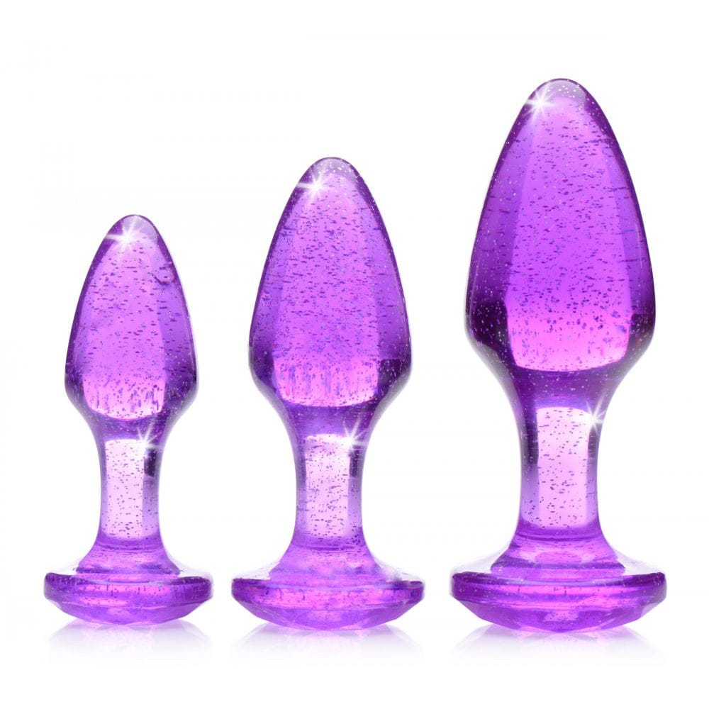 XR Brands® Booty Sparks Glitter Gem Anal Plug Set Purple - Rolik®