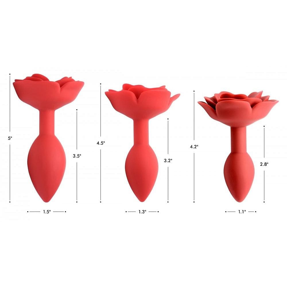 XR Brands® Master Series Booty Bloom Silicone Rose Anal Plug Size Chart - Rolik®