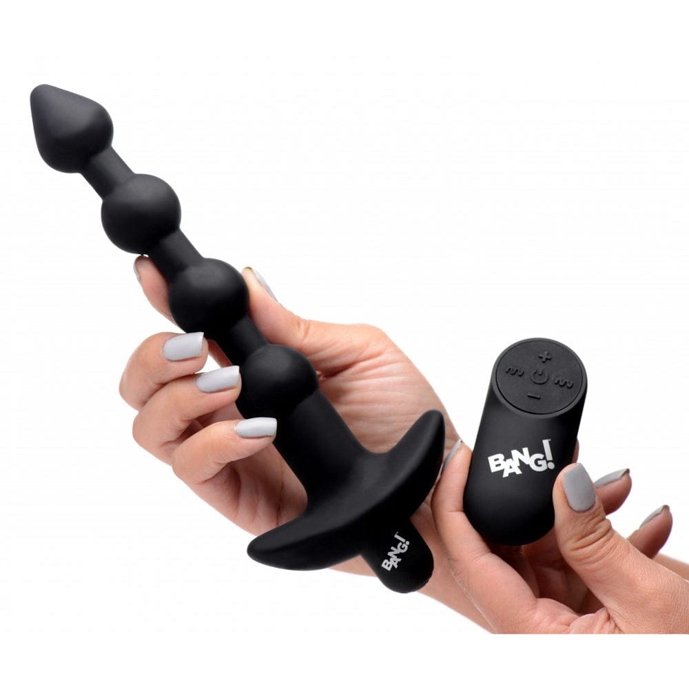 XR Brands® Bang! Remote Control Vibrating Silicone Anal Beads Black - Rolik®