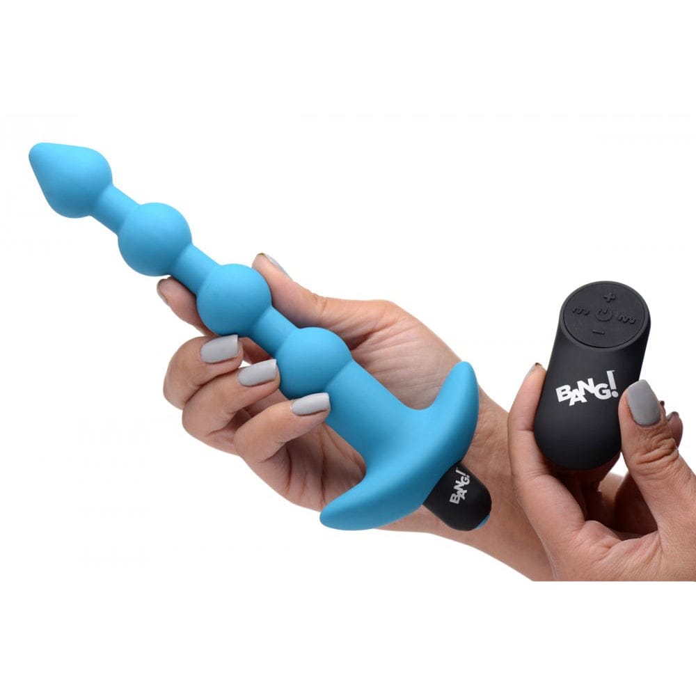 XR Brands® Bang! Remote Control Vibrating Silicone Anal Beads Blue - Rolik®