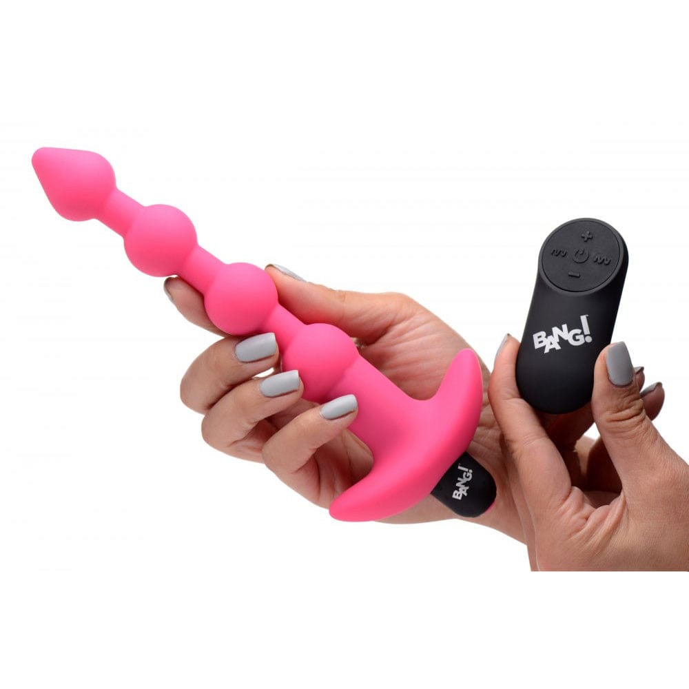 XR Brands® Bang! Remote Control Vibrating Silicone Anal Beads Pink - Rolik®