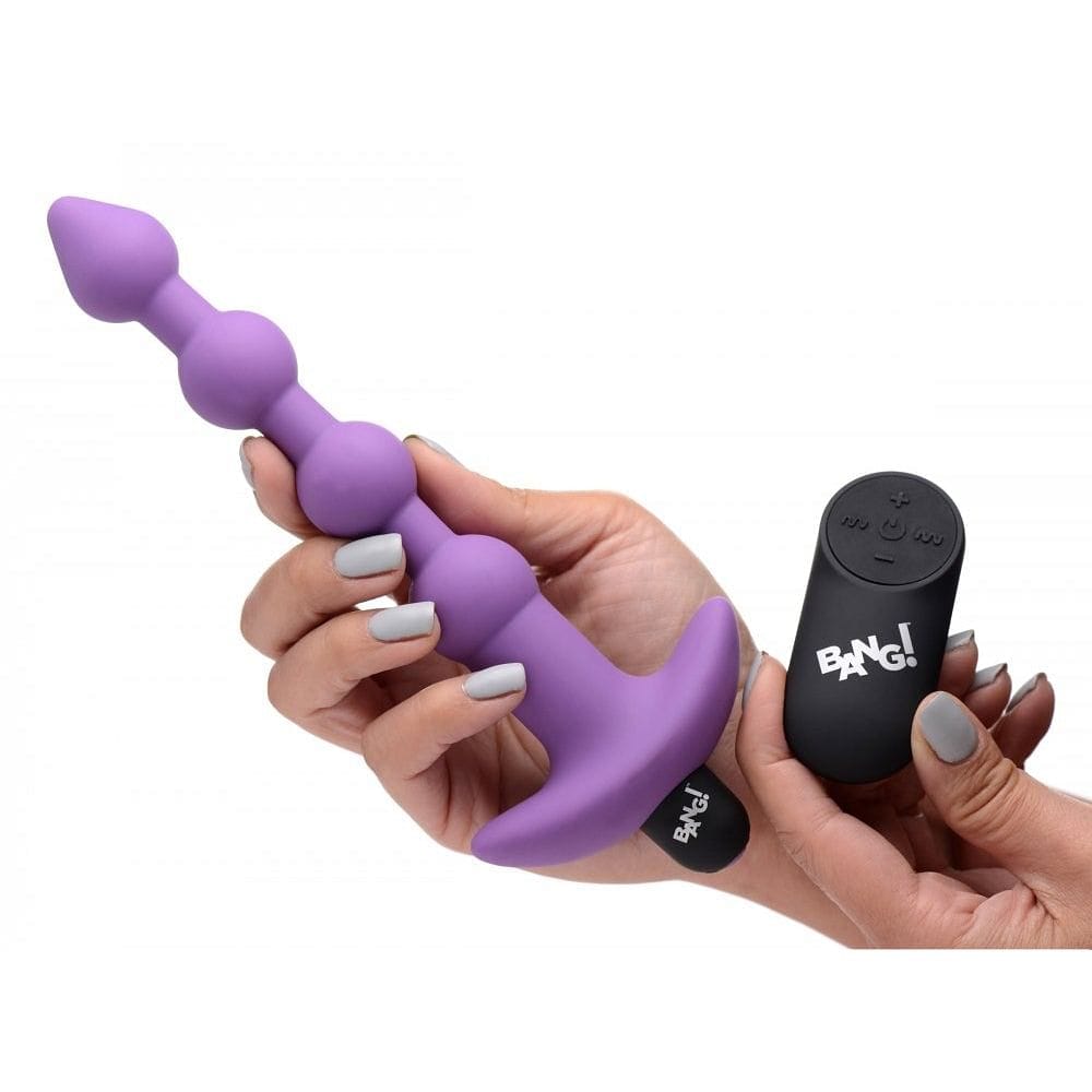 XR Brands® Bang! Remote Control Vibrating Silicone Anal Beads Purple - Rolik®