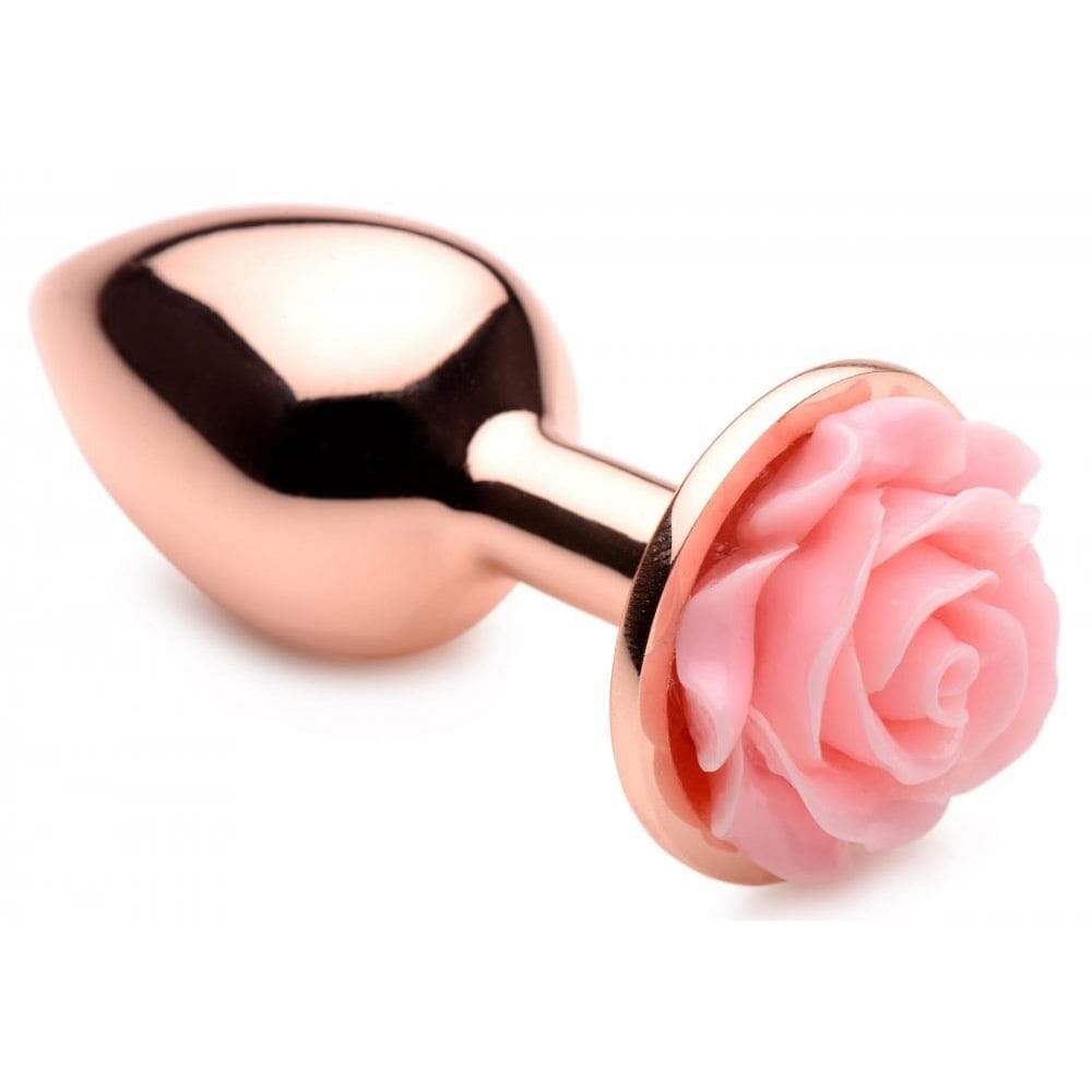 XR Brands® Booty Sparks Rose Gold Anal Plug with Pink Flower - Rolik®