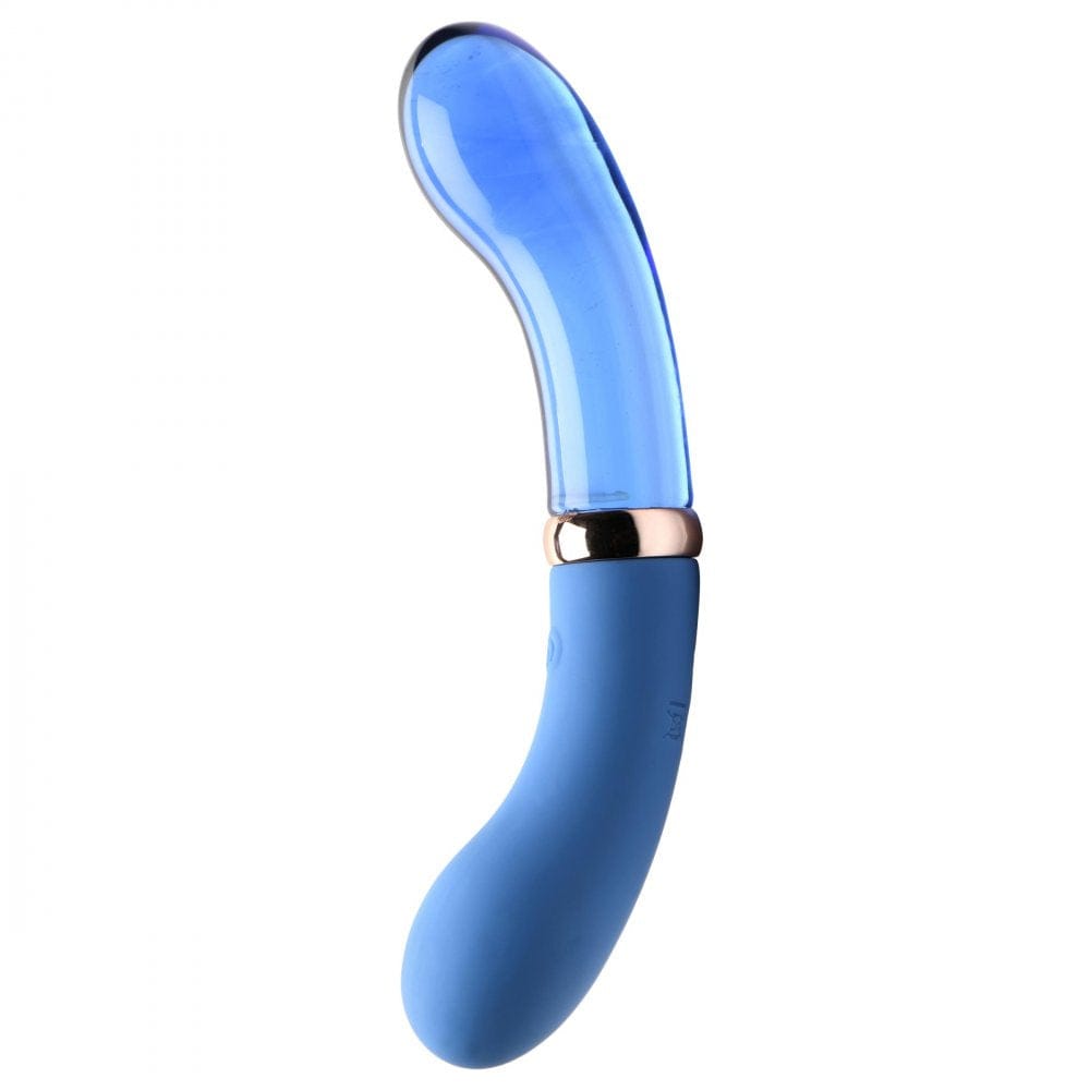 XR Brands® Prisms 10X Bleu Dual Ended G-Spot Silicone and Glass Vibe - Rolik®