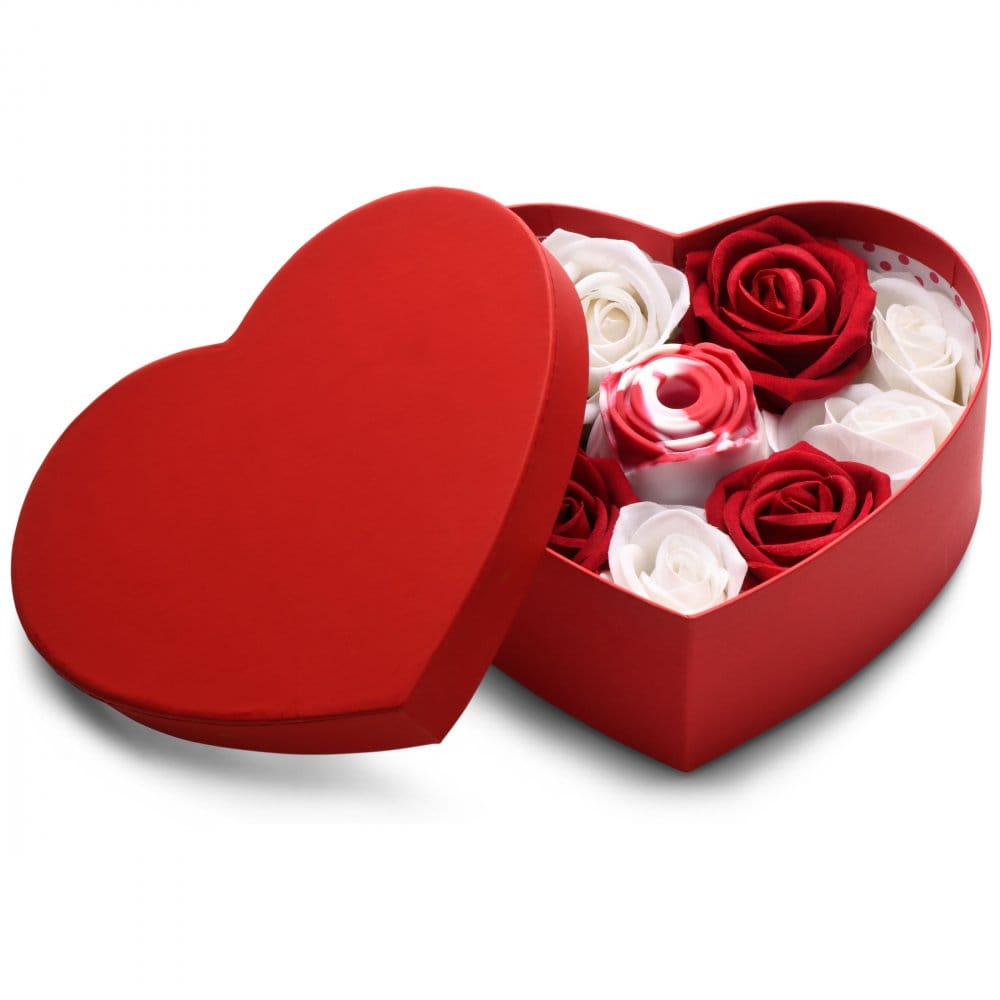 XR Brands® Bloomgasm™ The Rose Lover's Clit Suction Rose Vibe Gift Box Red and White - Rolik®