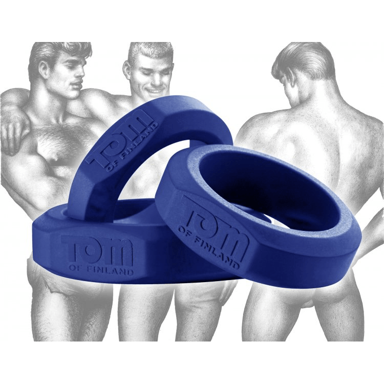 Tom of Finland 3 Piece Silicone C-Ring Set Blue - Rolik®