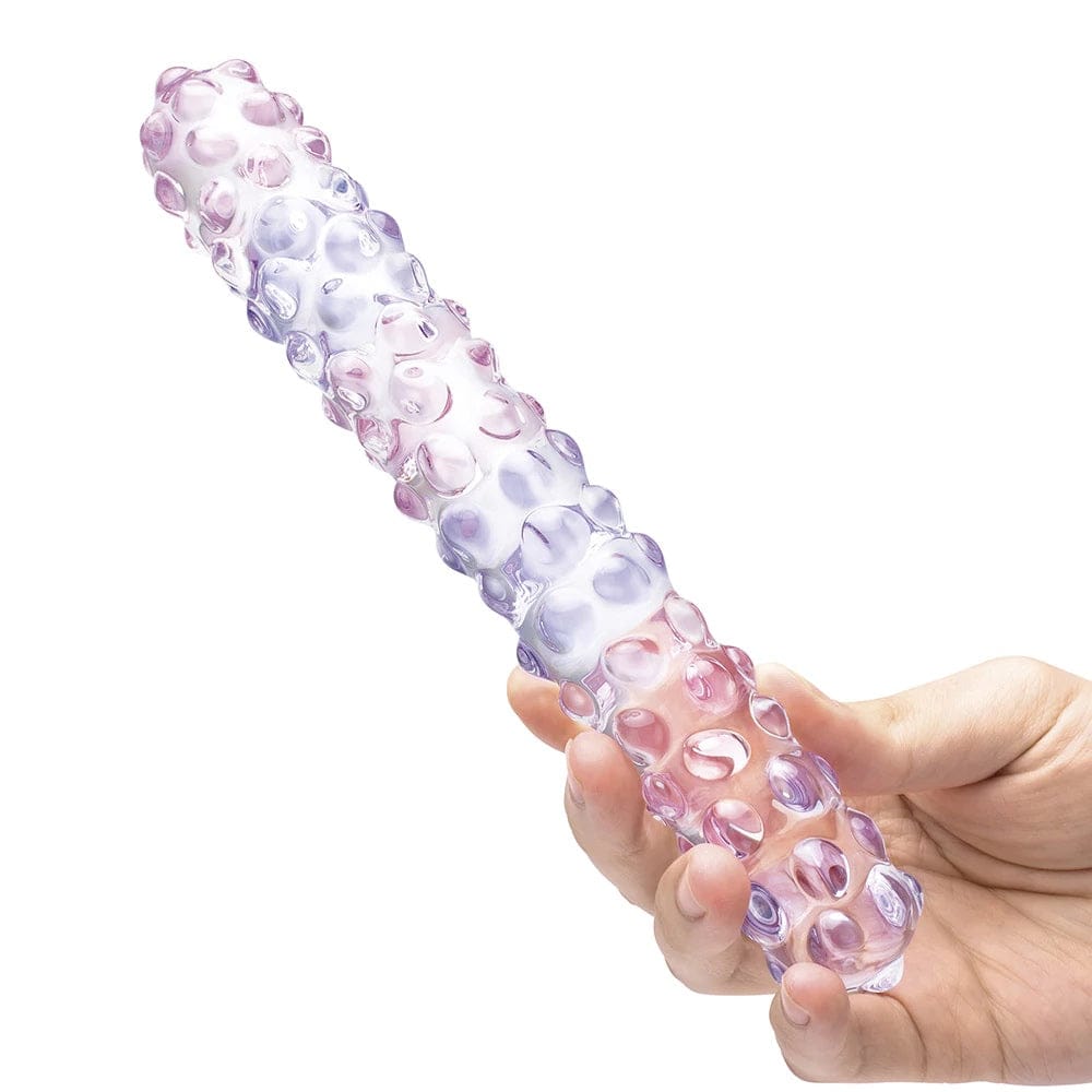 gläs 9" Purple Rose Nubby Glass Dildo - Rolik®