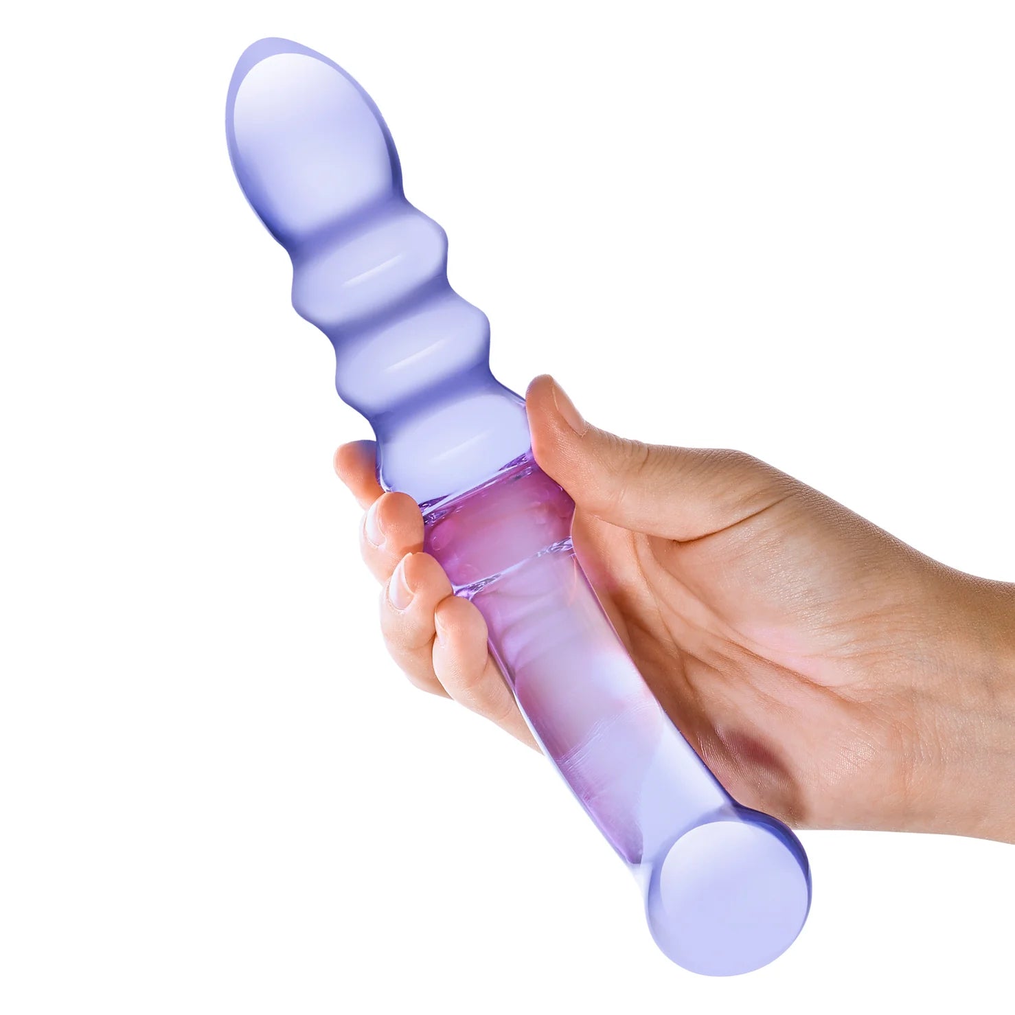 Gläs Purple Rain Ribbed Glass Dildo - Rolik®