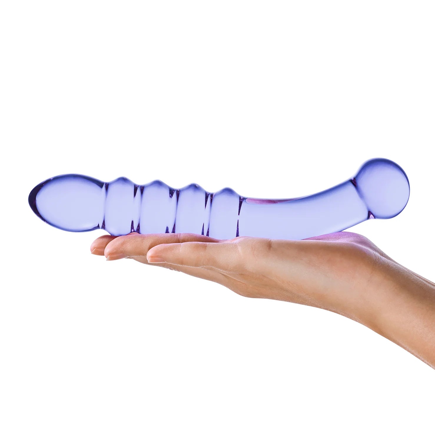 Gläs Purple Rain Ribbed Glass Dildo - Rolik®