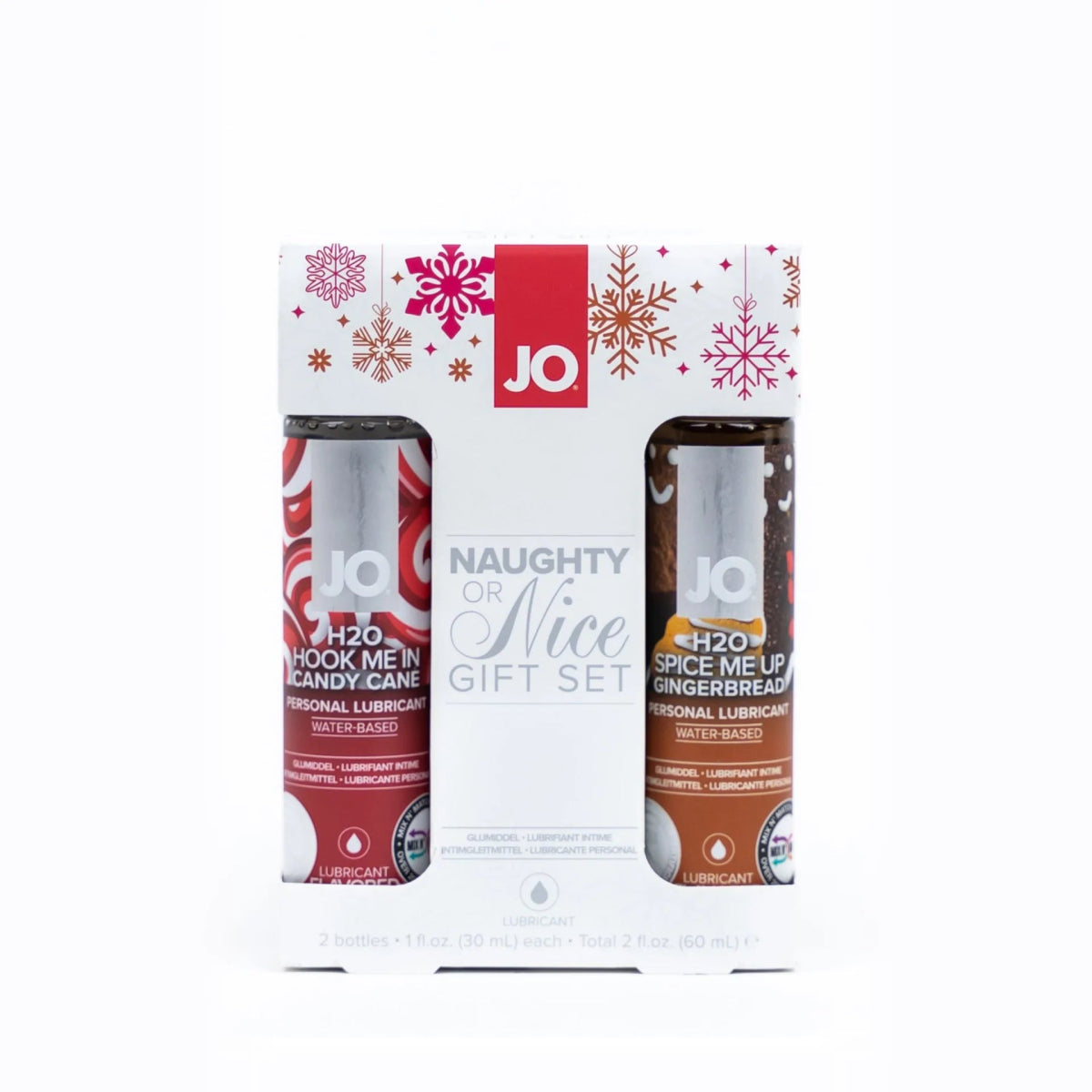 JO® Naughty Or Nice Candy Cane/Gingerbread Flavored Water - Based Lubricant Set - Rolik®