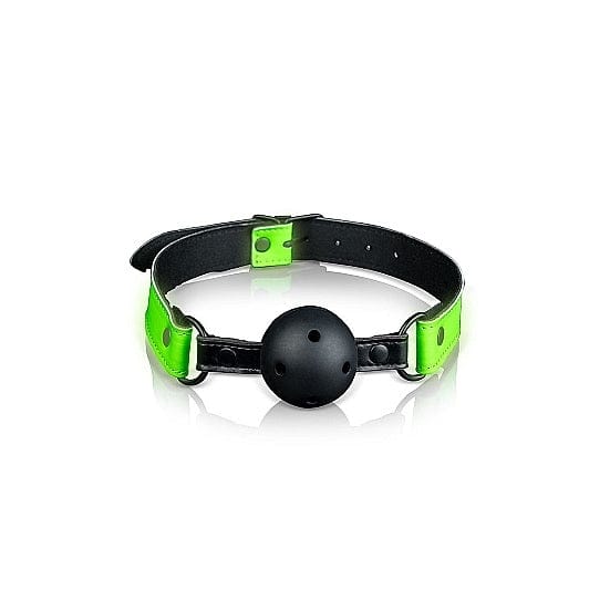 Shots Ouch! Glow in the Dark Bonded Leather Breathable Ball Gag - Rolik®