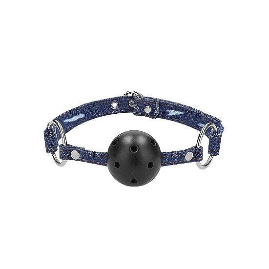 Shots Ouch! Breathable Ball Gag With Denim Straps - Rolik®